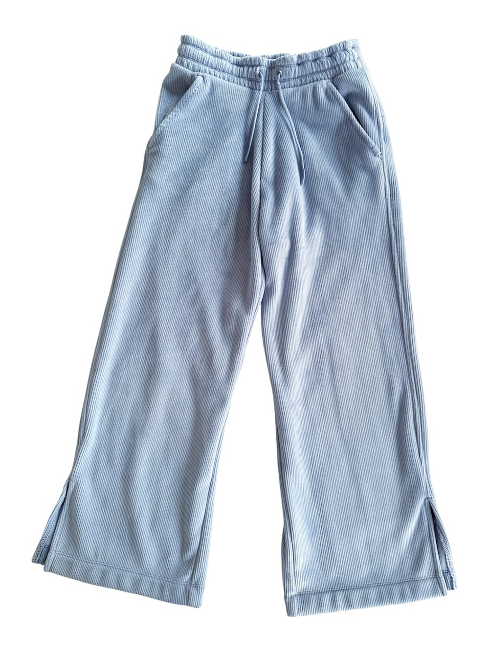 Athleta Girl Cozy Rib Wide Leg Pant Raincloud Blue Size S/7